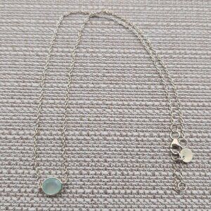 18 Inches Gold Plated Over Sterling Silver Small Blue Stone Necklace A4223